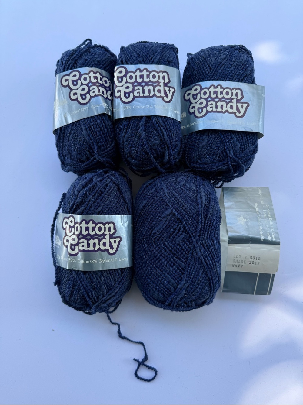 Cotton Candy Navy Blue Cotton Yarn Skeins - 5 Pack